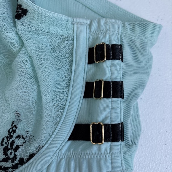 Cacique Women's 46C Lace Mesh Mint Seafoam Green Black Underwire Bra - Picture 5 of 12